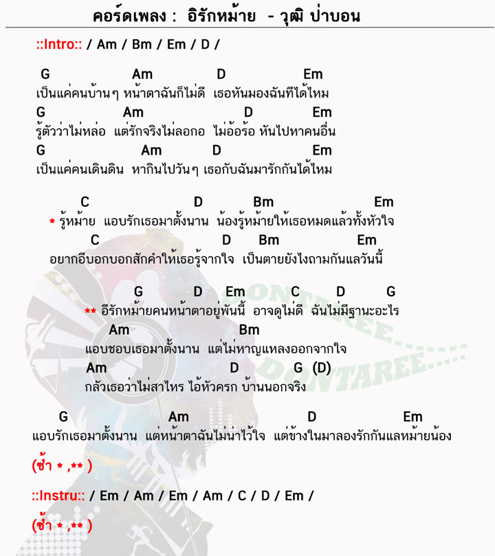 คอร์ดเพลง อิรักหม้าย ง่ายๆ