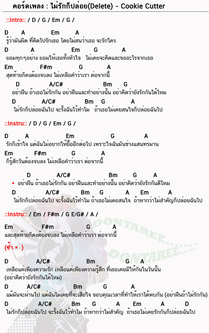 คอร์ดเพลง ไม่รักก็ปล่อย ง่ายๆ