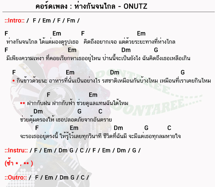 คอร์ดเพลง ห่างกันจนไกล ง่ายๆ