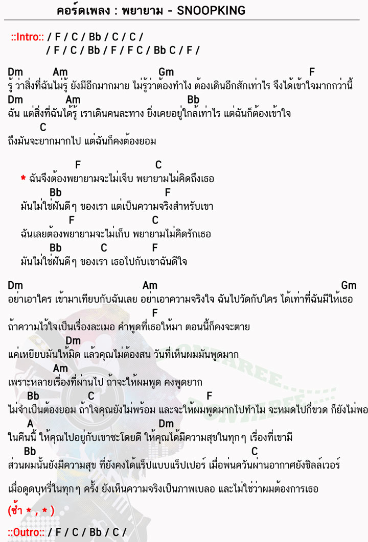 คอร์ดเพลง พยายาม ง่ายๆ