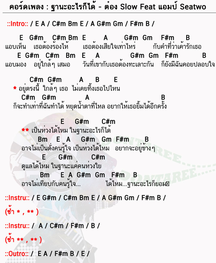 คอร์ดเพลง ฐานะอะไรก็ได้ ง่ายๆ