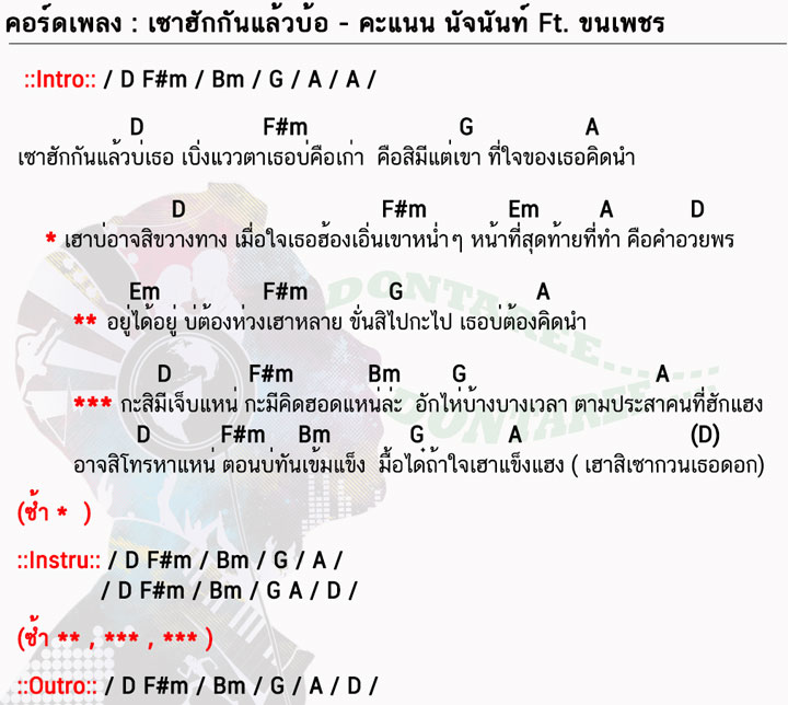 คอร์ดเพลง เซาฮักกันแล้วบ้อ ง่ายๆ