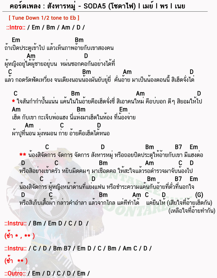 คอร์ดเพลง สังหารหมู่ ง่ายๆ