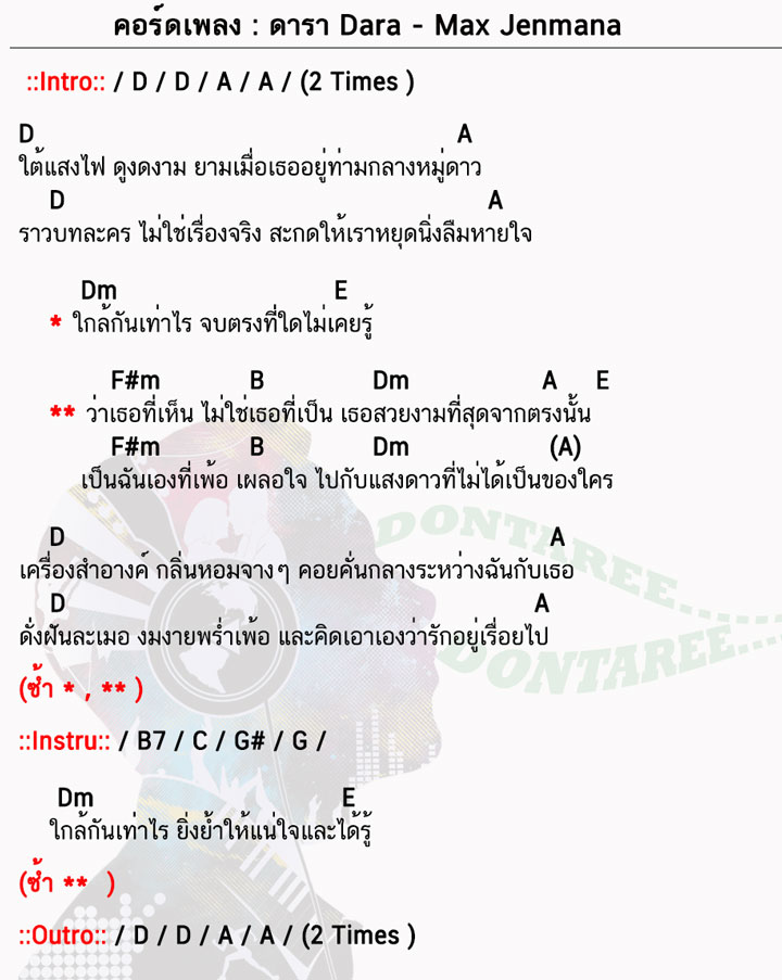 คอร์ดเพลง ดารา