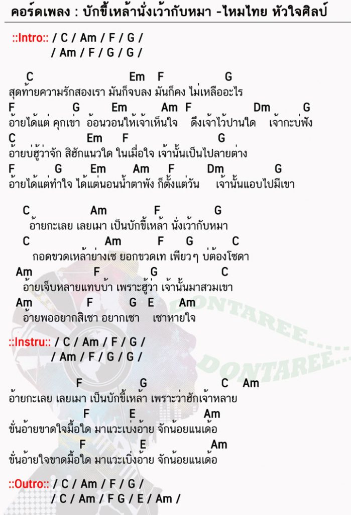 คอร์ดเพลง บักขี้เหล้านั่งเว้ากับหมา