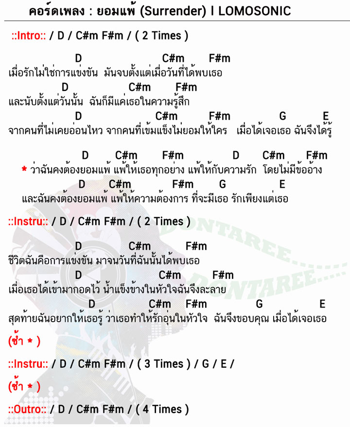 คอร์ดเพลง ยอมแพ้