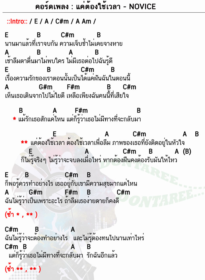 คอร์ดเพลง แค่ต้องใช้เวลา