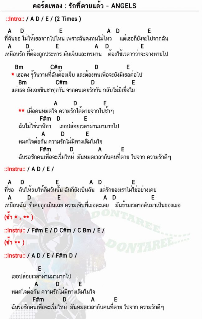 คอร์ดเพลง รักที่ตายแล้ว