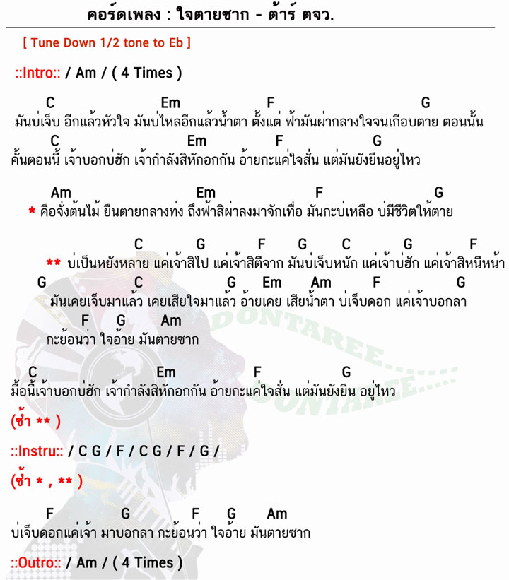 คอร์ดเพลง ใจตายซาก