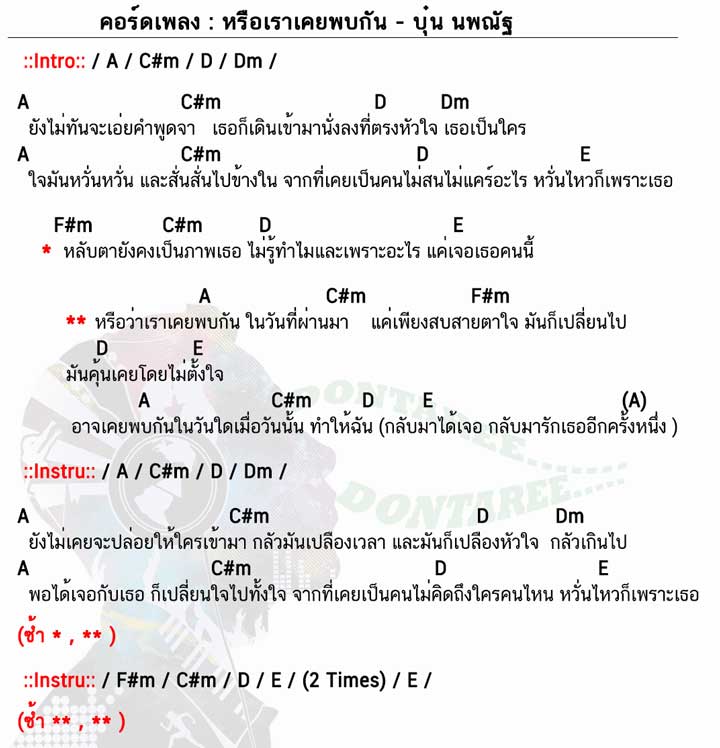 คอร์ดเพลง หรือเราเคยพบกัน