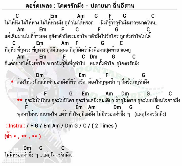 คอร์ดเพลง โคตรรักมึง