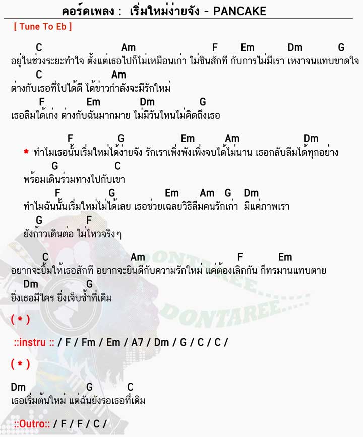 คอร์ดเพลง เริ่มใหม่ง่ายจัง