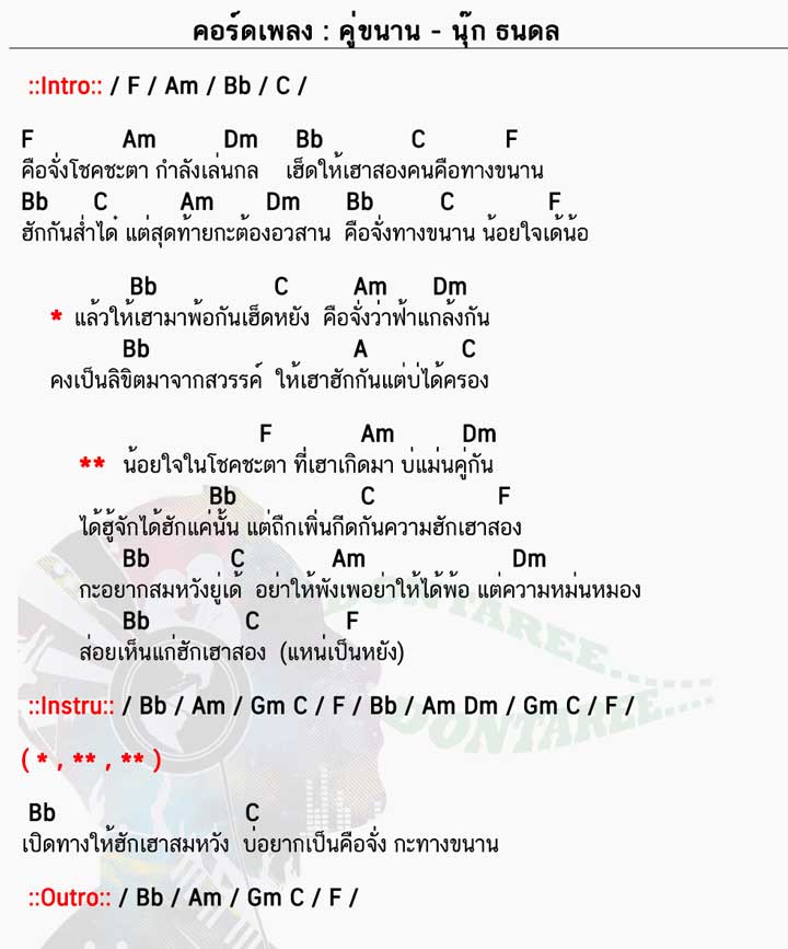 คอร์ดเพลง คู่ขนาน